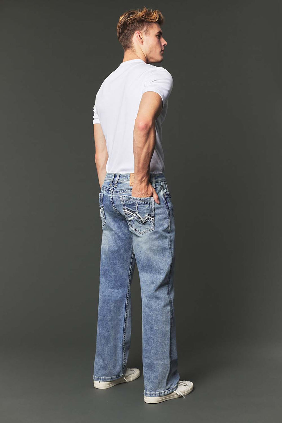 Men's High Street Lite Embroidered Straight Leg Jeans