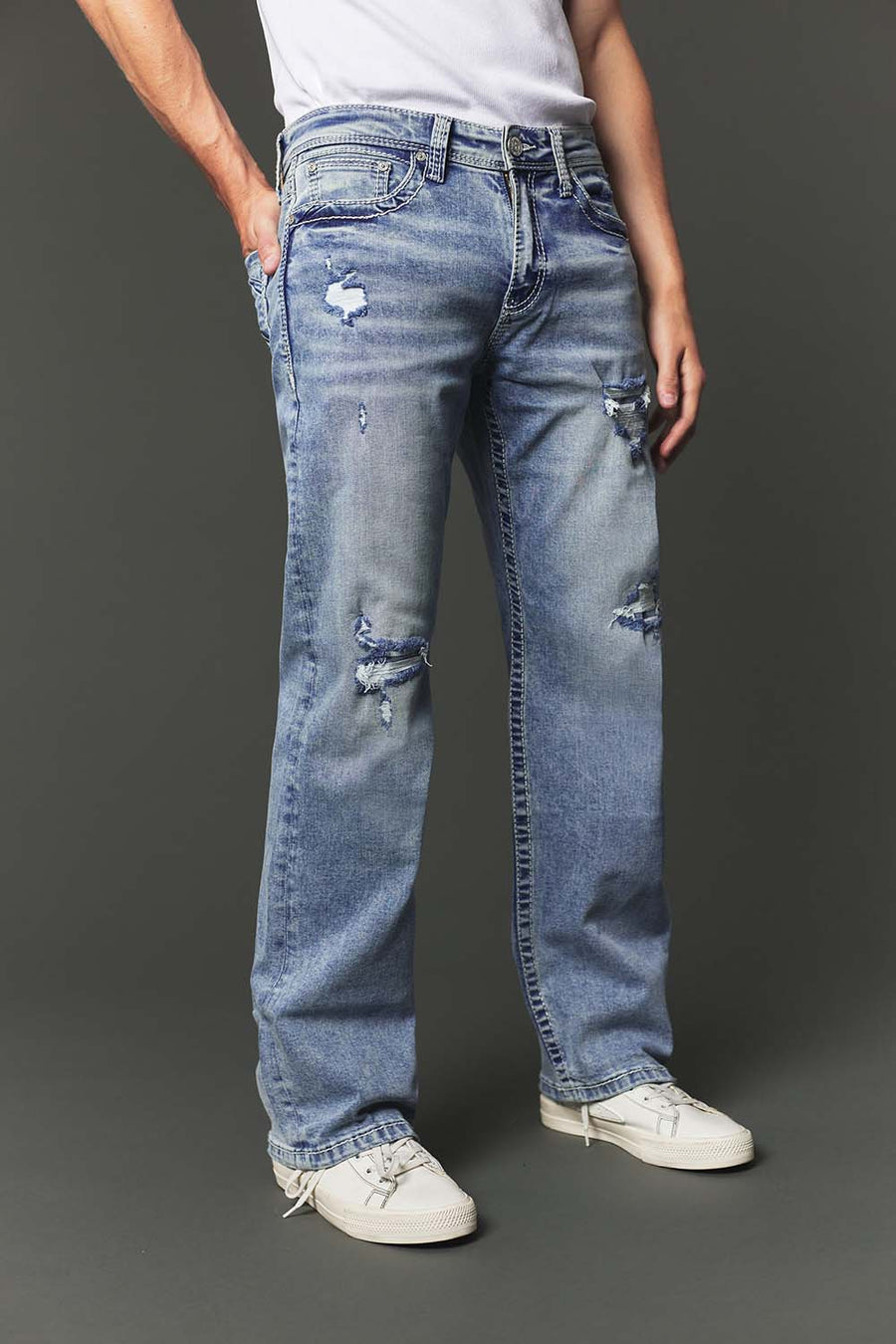 Men's High Street Lite Embroidered Straight Leg Jeans