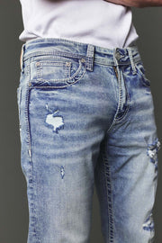 Men's High Street Lite Embroidered Straight Leg Jeans