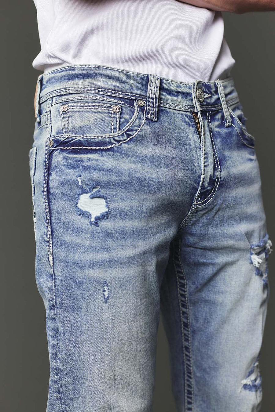 Men's High Street Lite Embroidered Straight Leg Jeans