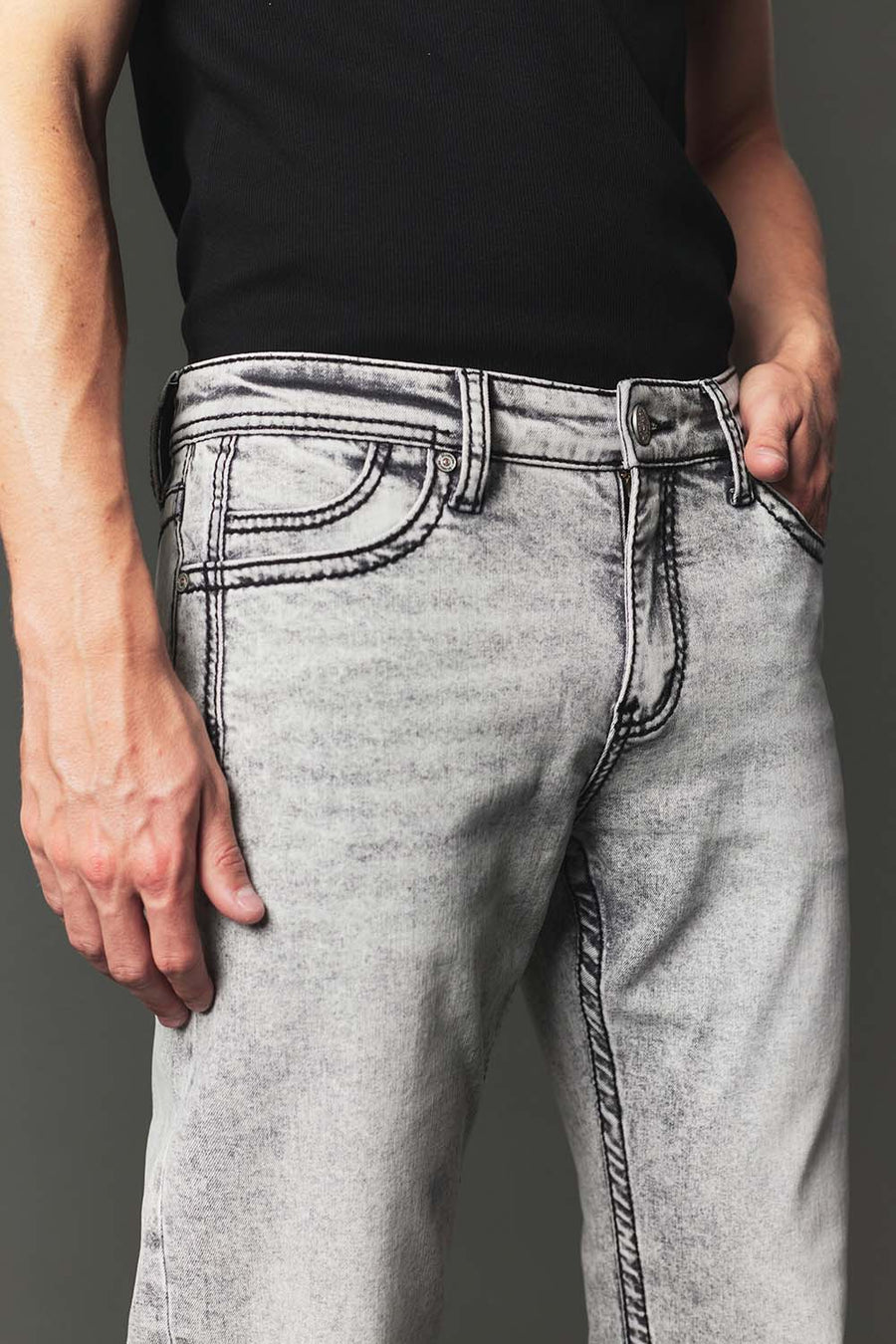 Men's High Street Lite Embroidered Straight Leg Jeans