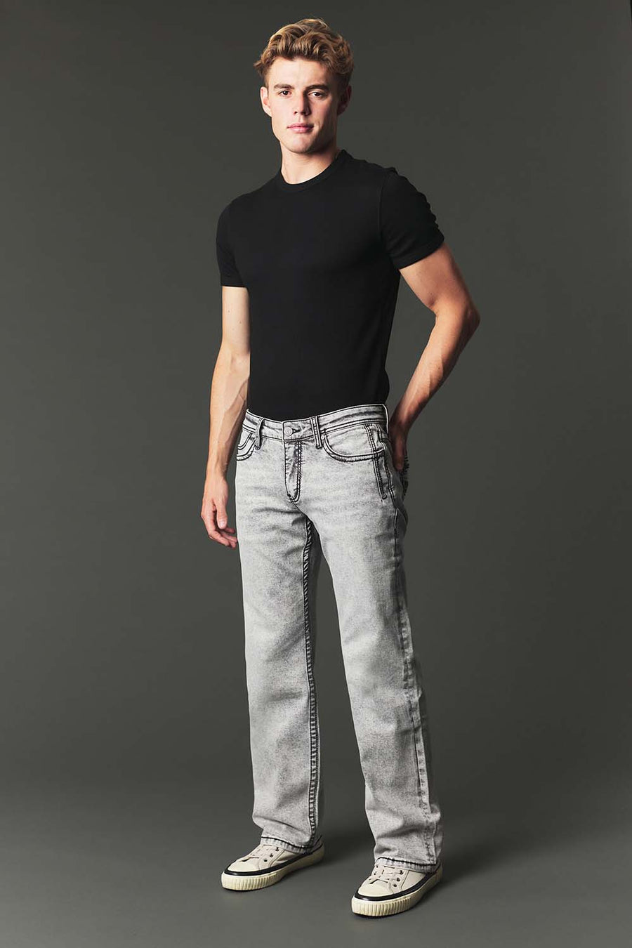 Men's High Street Lite Embroidered Straight Leg Jeans