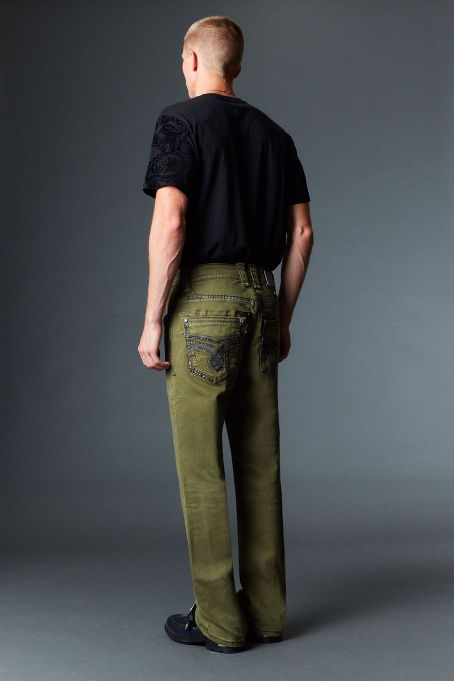 Men's Colored Emb Straight Jeans