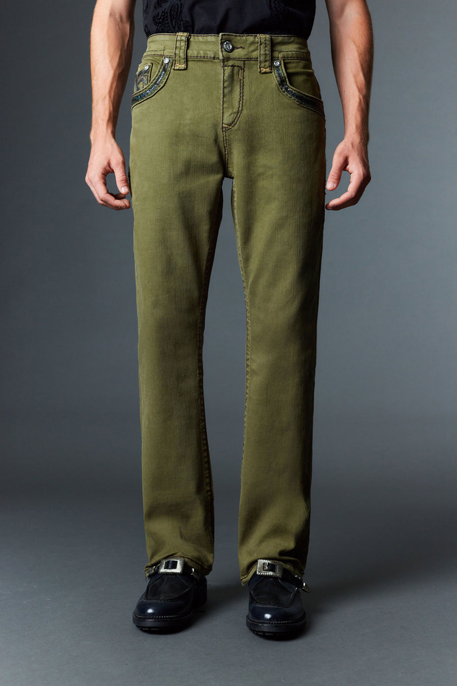 Men's Colored Emb Straight Jeans