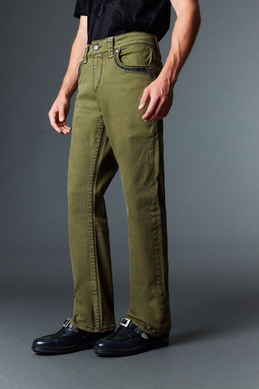 Men's Colored Emb Straight Jeans