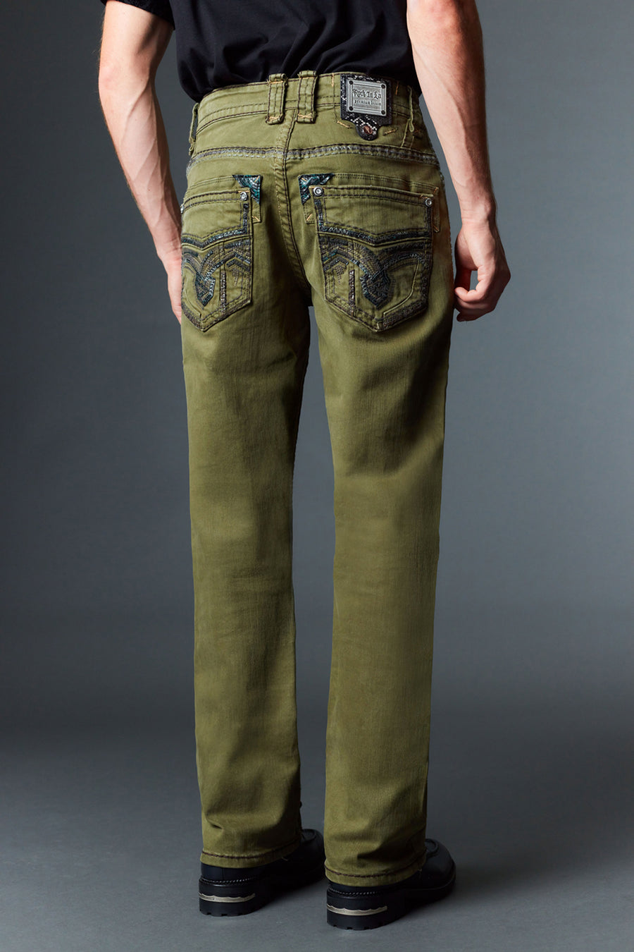 Men's Colored Emb Straight Jeans