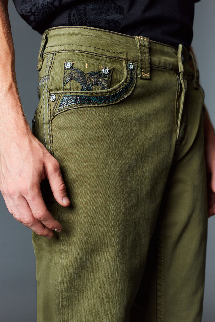 Men's Colored Emb Straight Jeans