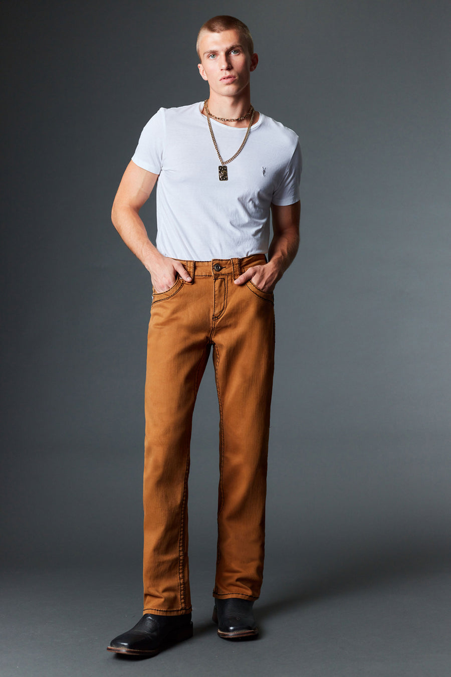Men's Colored Emb Straight Jeans