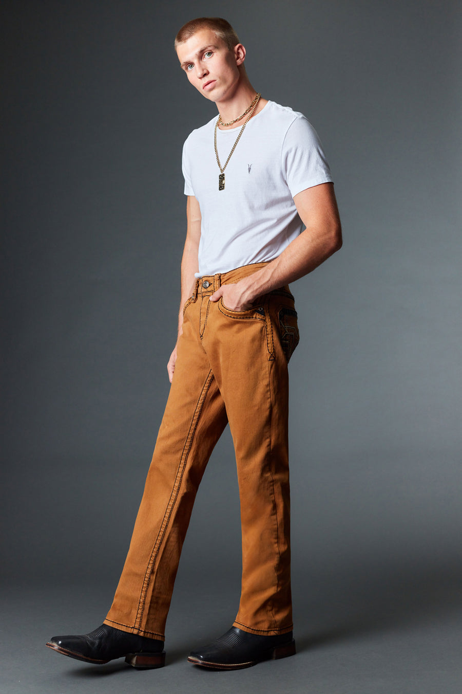 Men's Colored Emb Straight Jeans