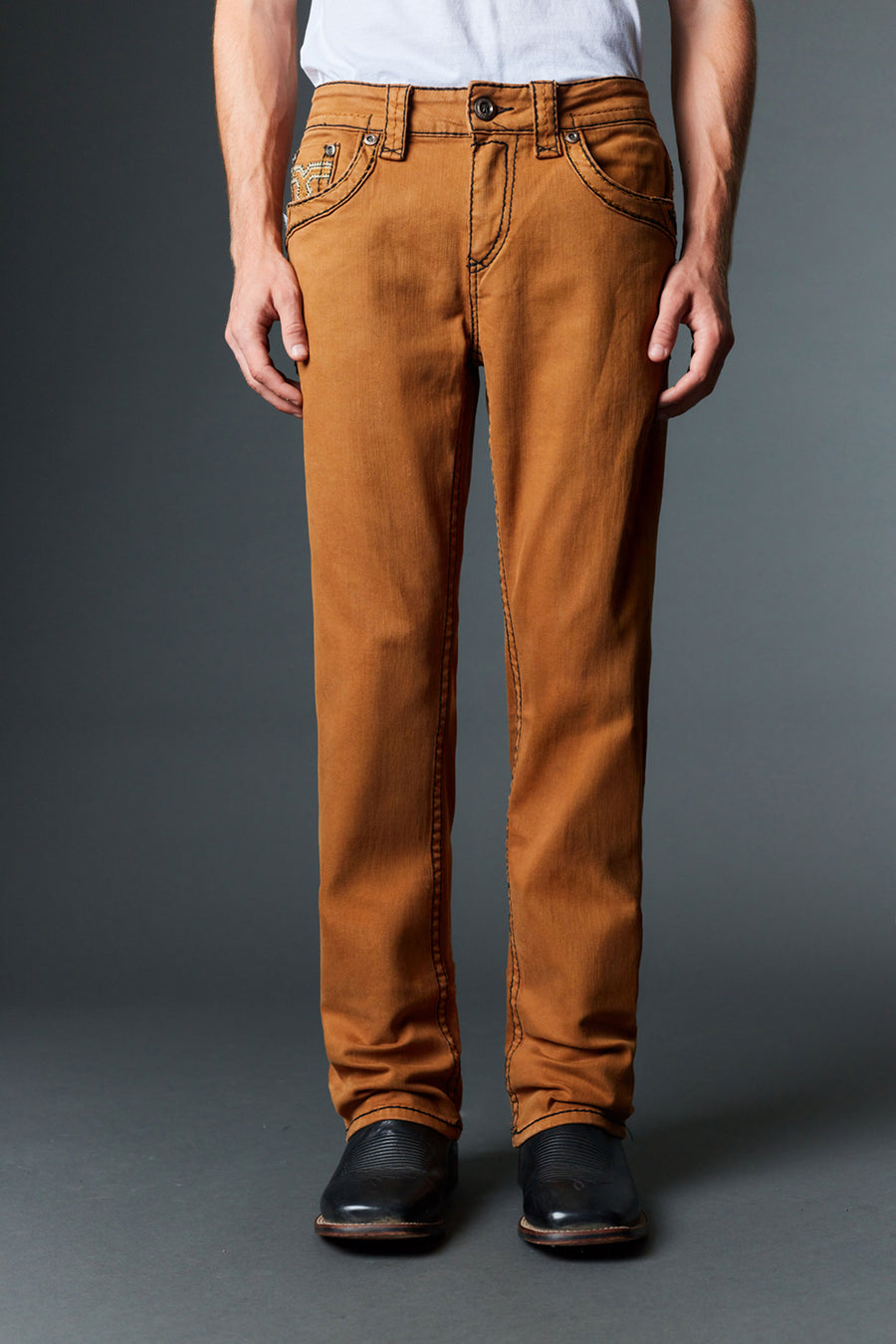 Men's Colored Emb Straight Jeans