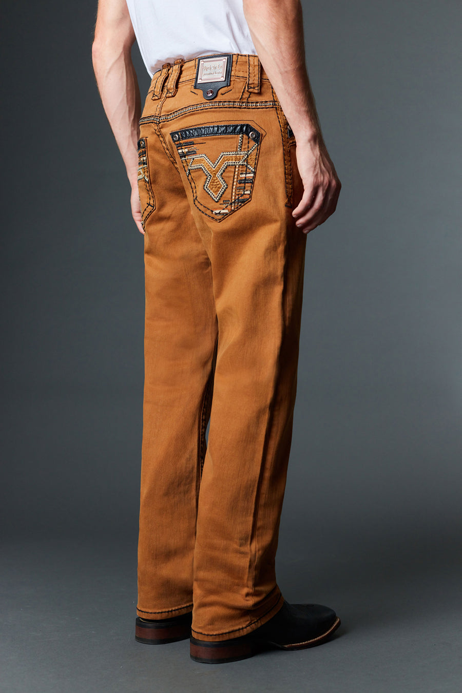 Men's Colored Emb Straight Jeans
