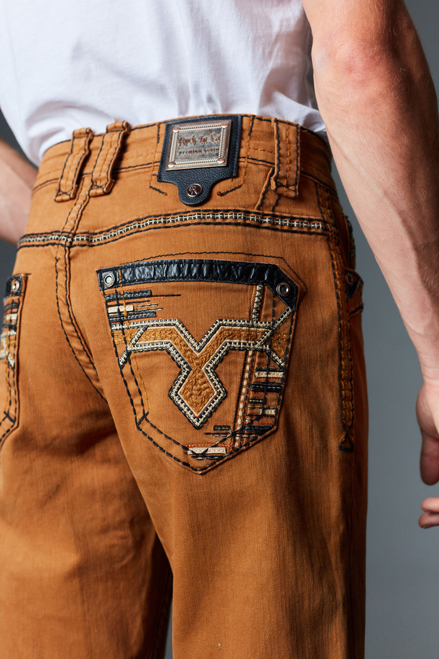 Men's Colored Emb Straight Jeans