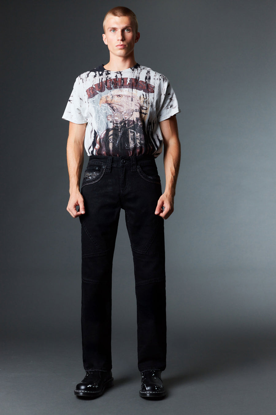 Men's Colored Emb Straight Jeans