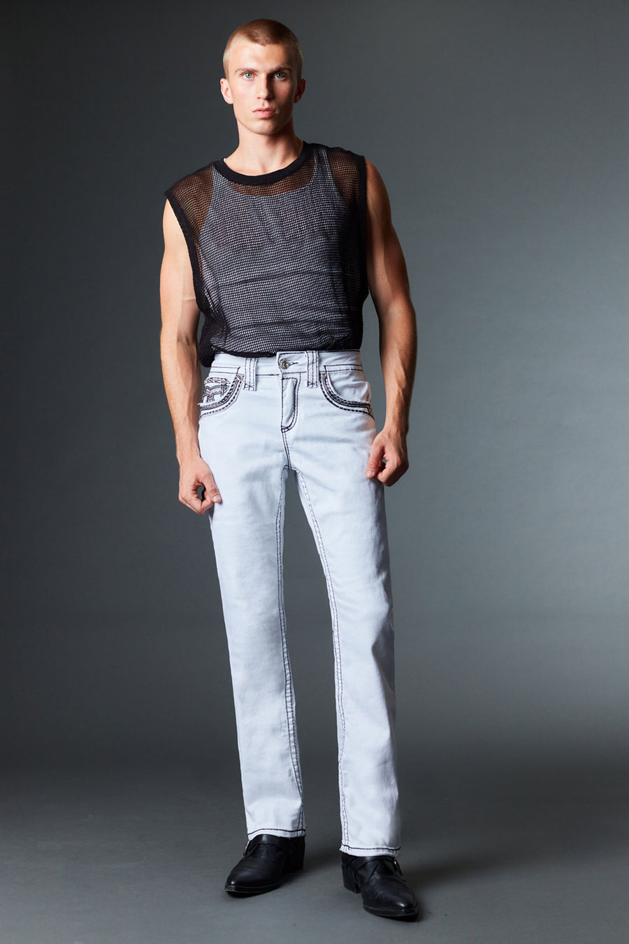 Men's Colored Emb Straight Jeans