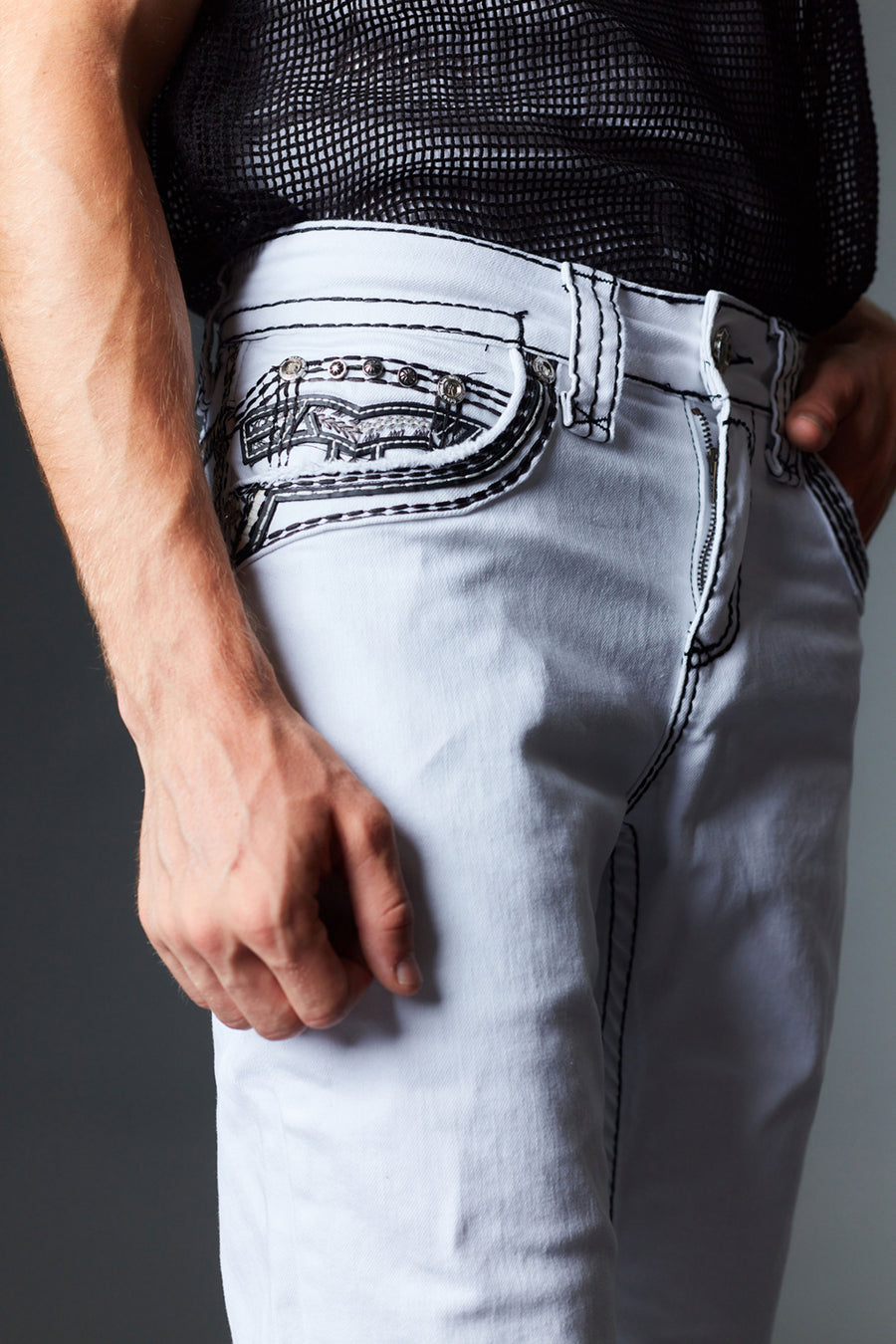 Men's Colored Emb Straight Jeans