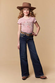 Girl's Lite Embroidery Wide Leg Jeans