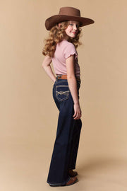 Girl's Lite Embroidery Wide Leg Jeans