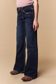 Girl's Lite Embroidery Wide Leg Jeans
