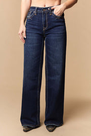 Women's Lite Embroidery Wide Leg Jeans