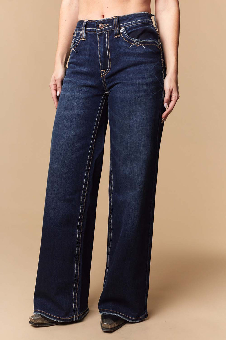 Women's Lite Embroidery Wide Leg Jeans