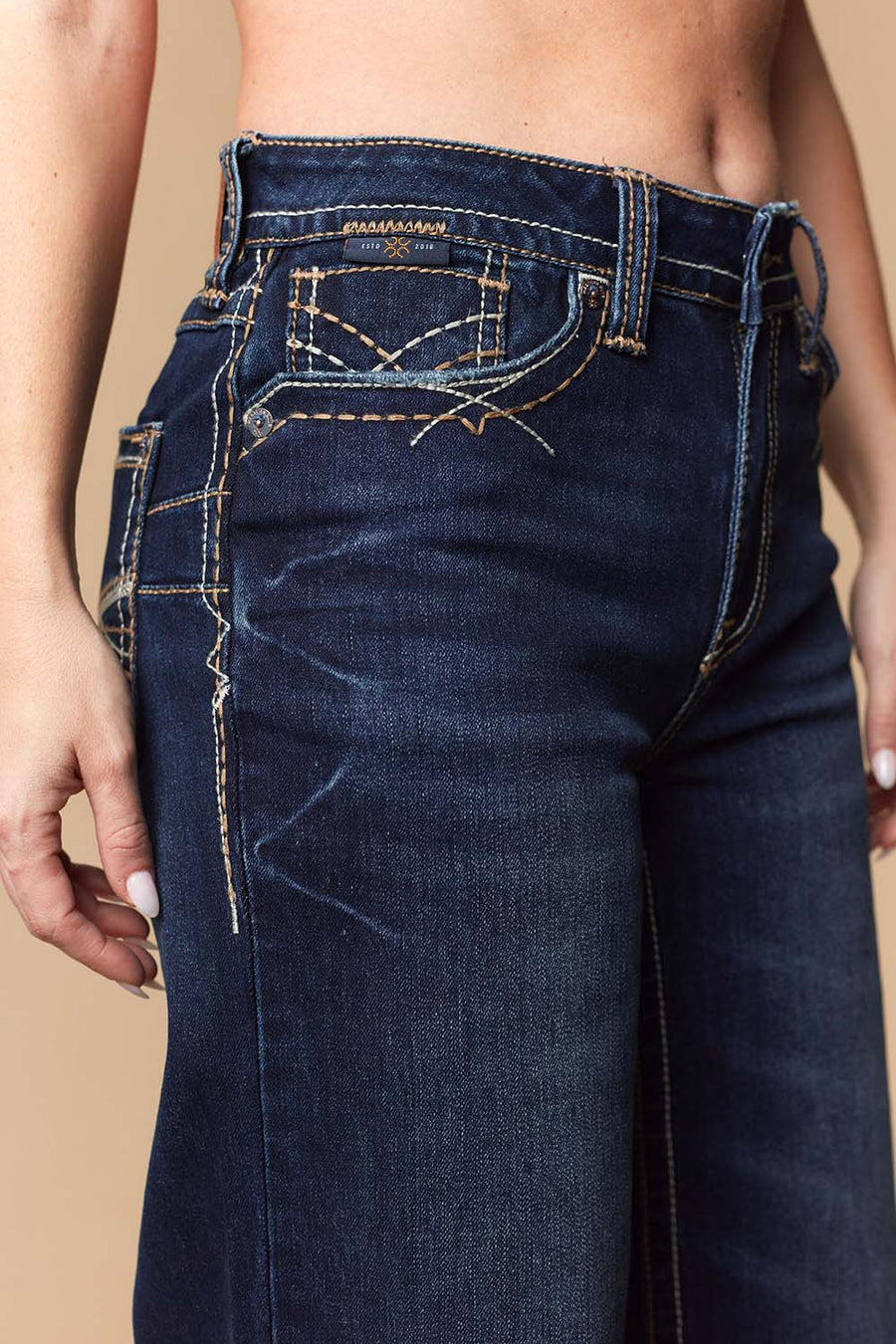 Women's Lite Embroidery Wide Leg Jeans