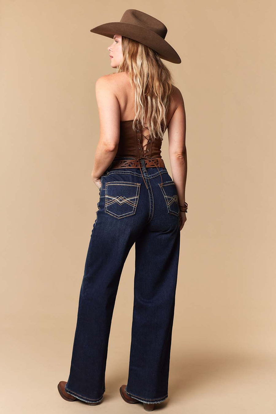 Women's Lite Embroidery Wide Leg Jeans