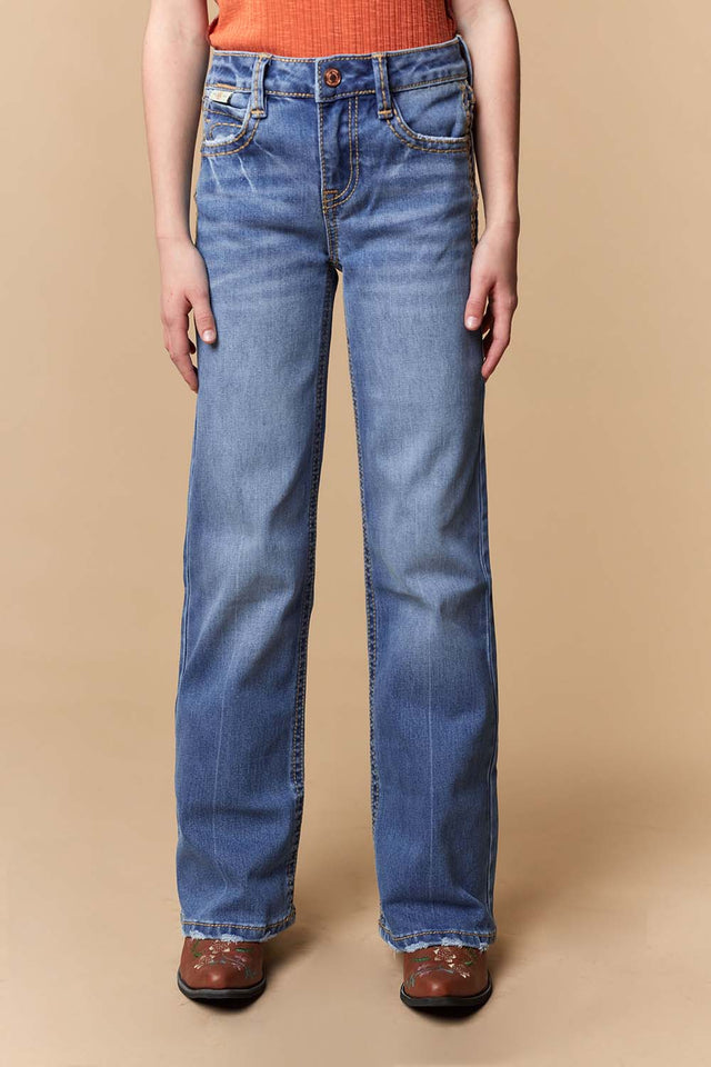 Girl's Lite Embroidery Wide Leg Jeans