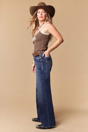 Women's Lite Embroidery Wide Leg Jeans