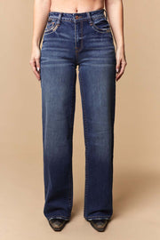Women's Lite Embroidery Wide Leg Jeans