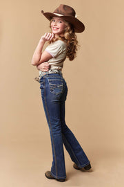 Girl's Lite Embroidery Bootcut Jeans