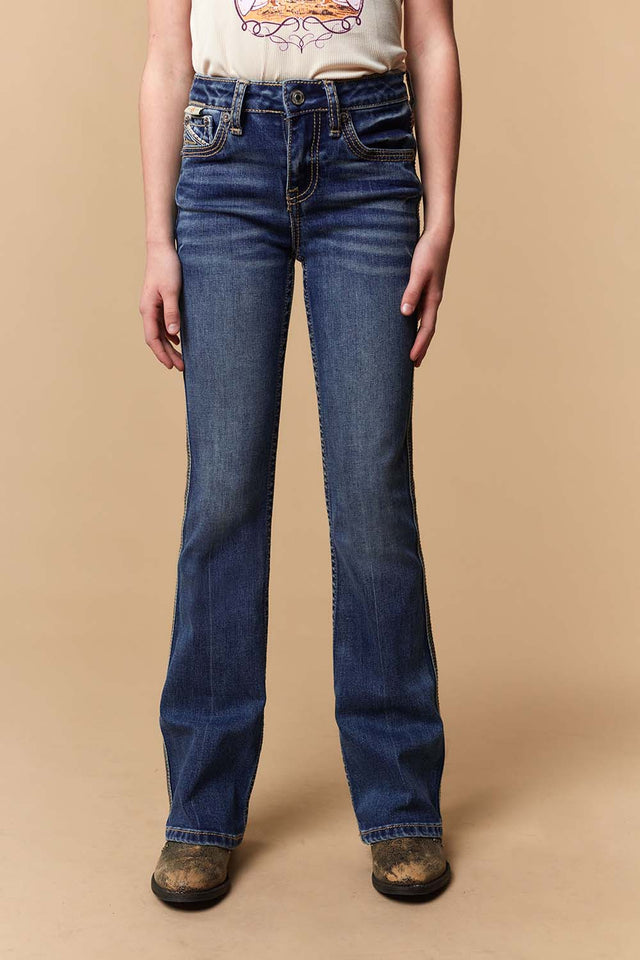 Girl's Lite Embroidery Bootcut Jeans