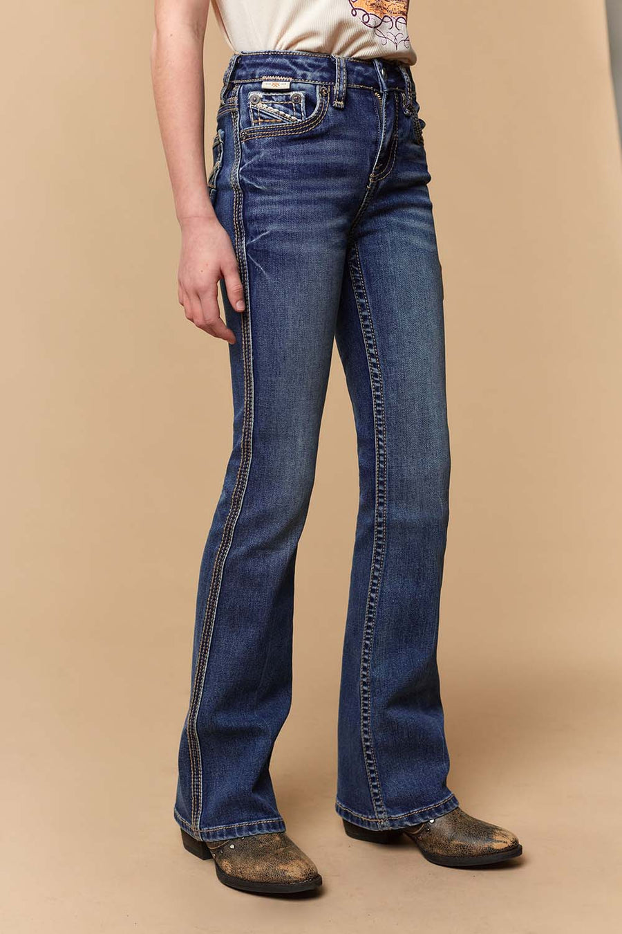 Girl's Lite Embroidery Bootcut Jeans