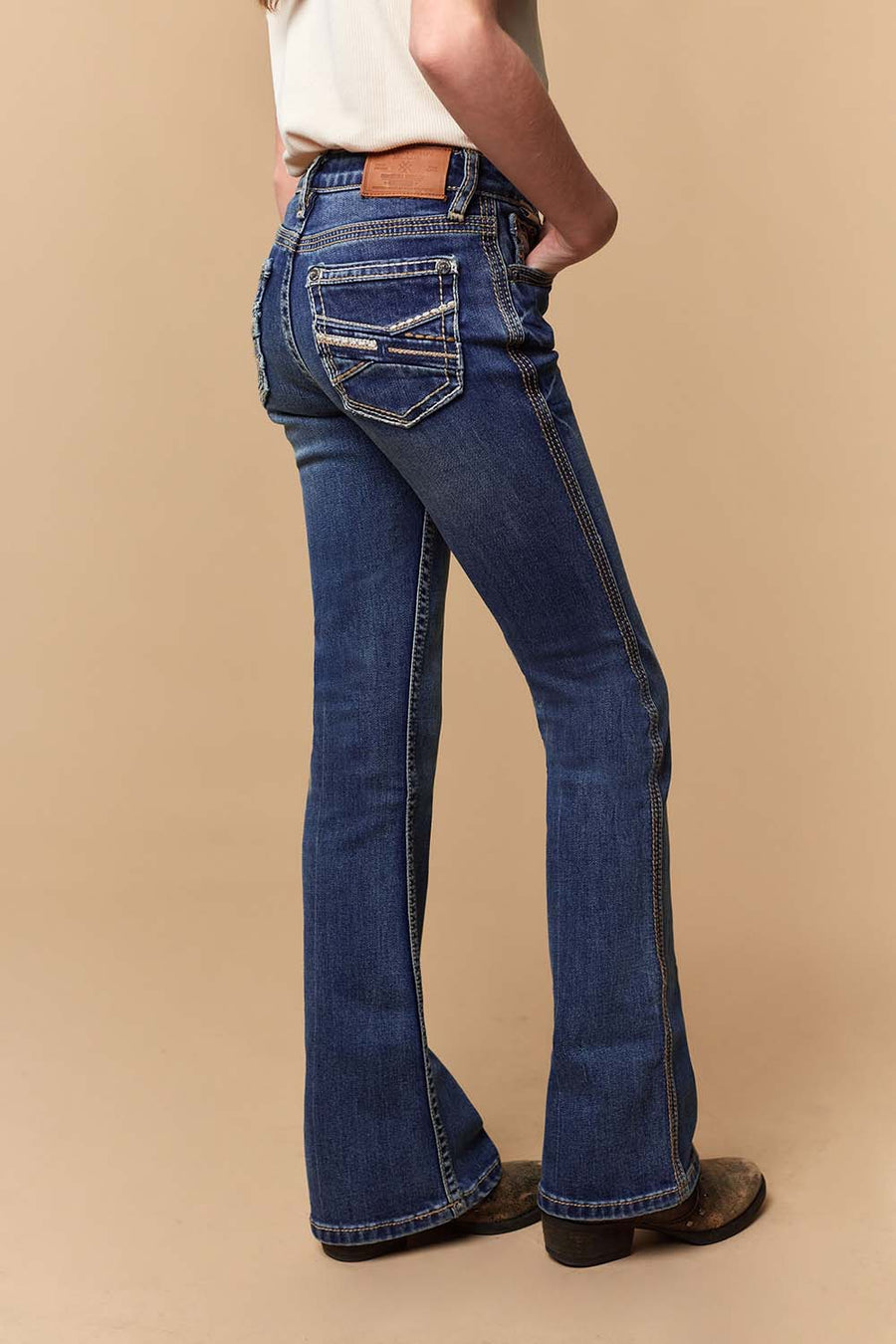 Girl's Lite Embroidery Bootcut Jeans