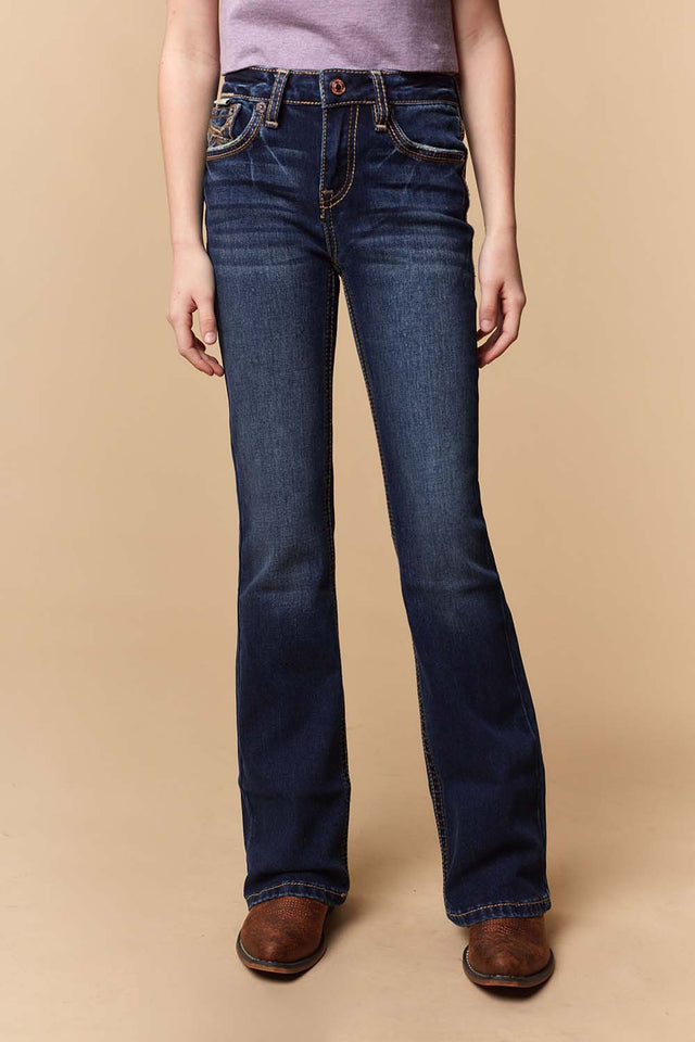 Girl's Lite Embroidery Bootcut Jeans