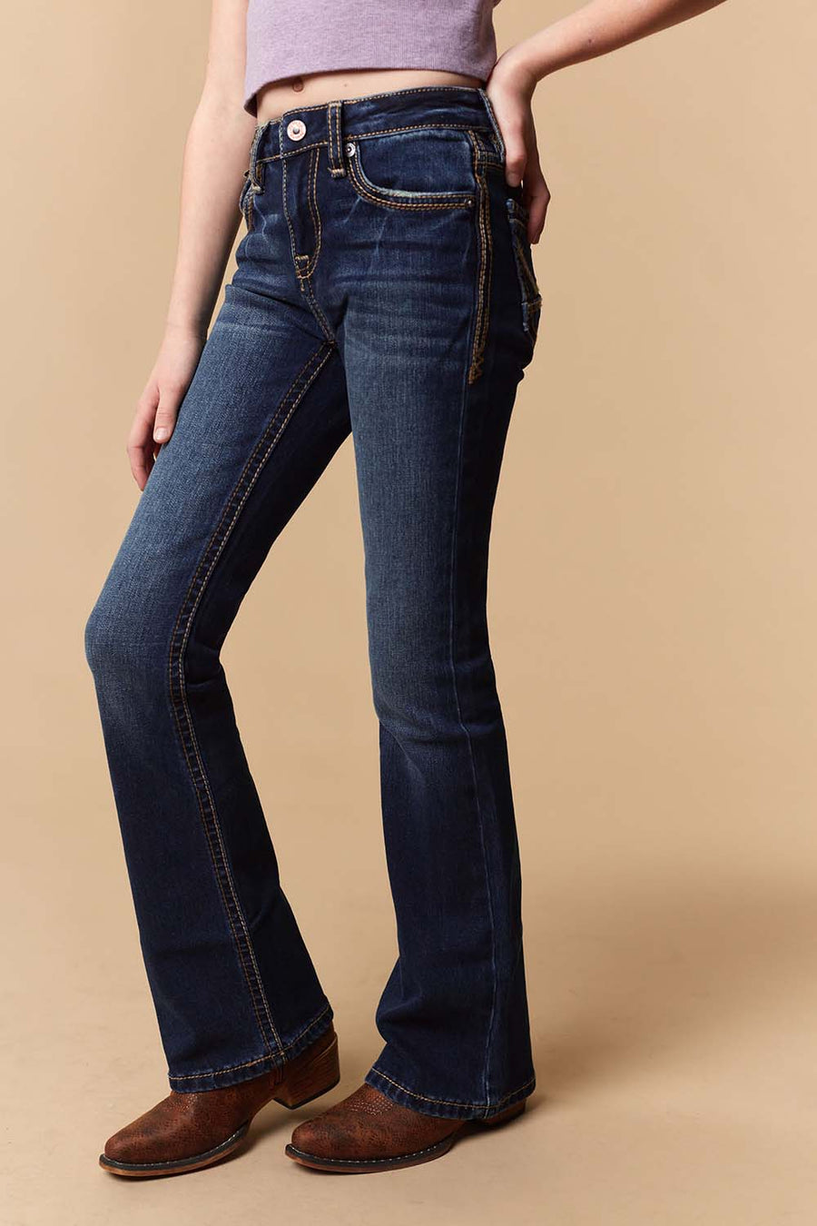 Girl's Lite Embroidery Bootcut Jeans