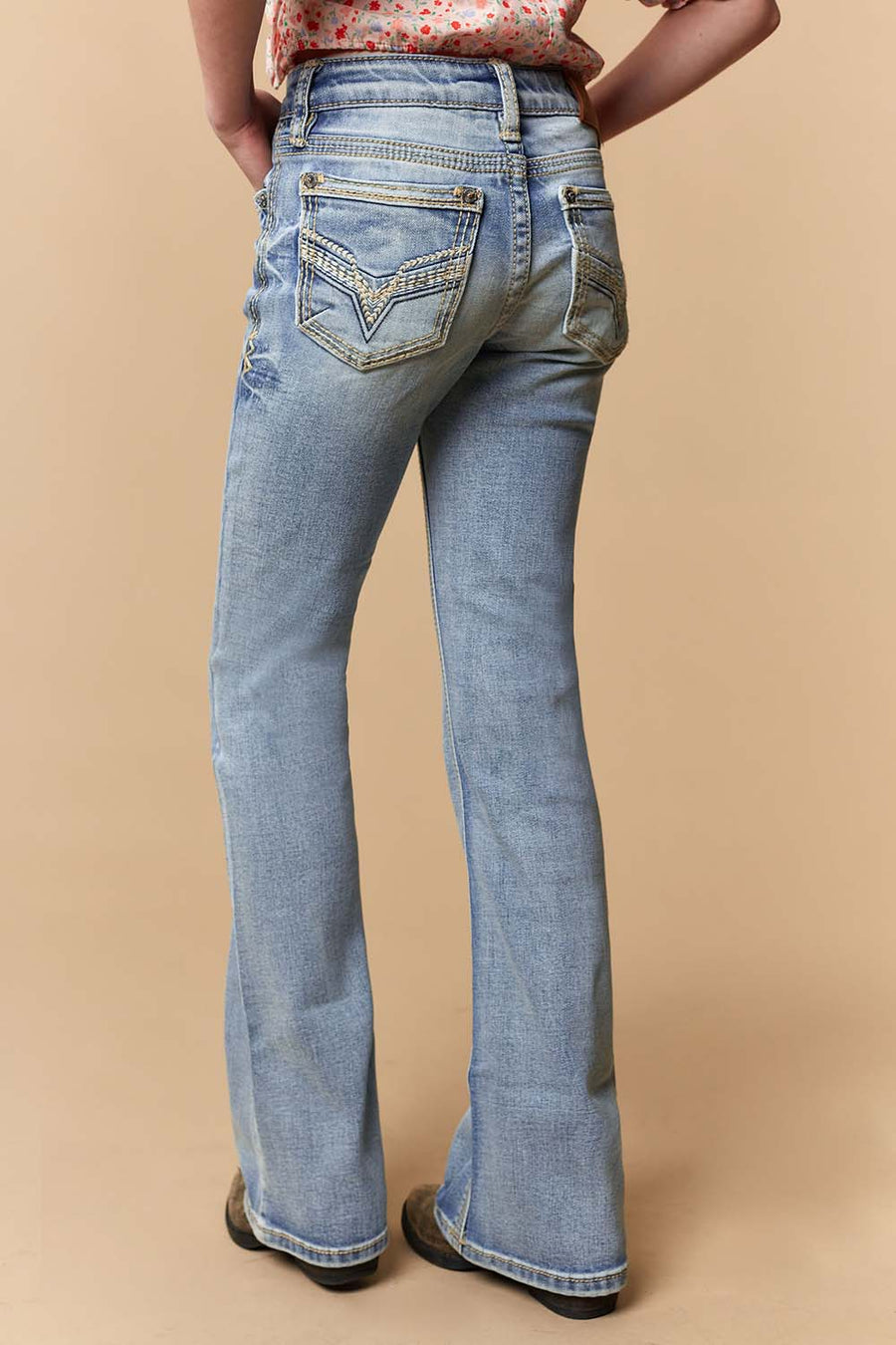 Girl's Lite Embroidery Bootcut Jeans