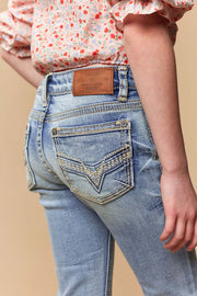 Girl's Lite Embroidery Bootcut Jeans