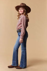 Girl's Lite Embroidery Bootcut Jeans