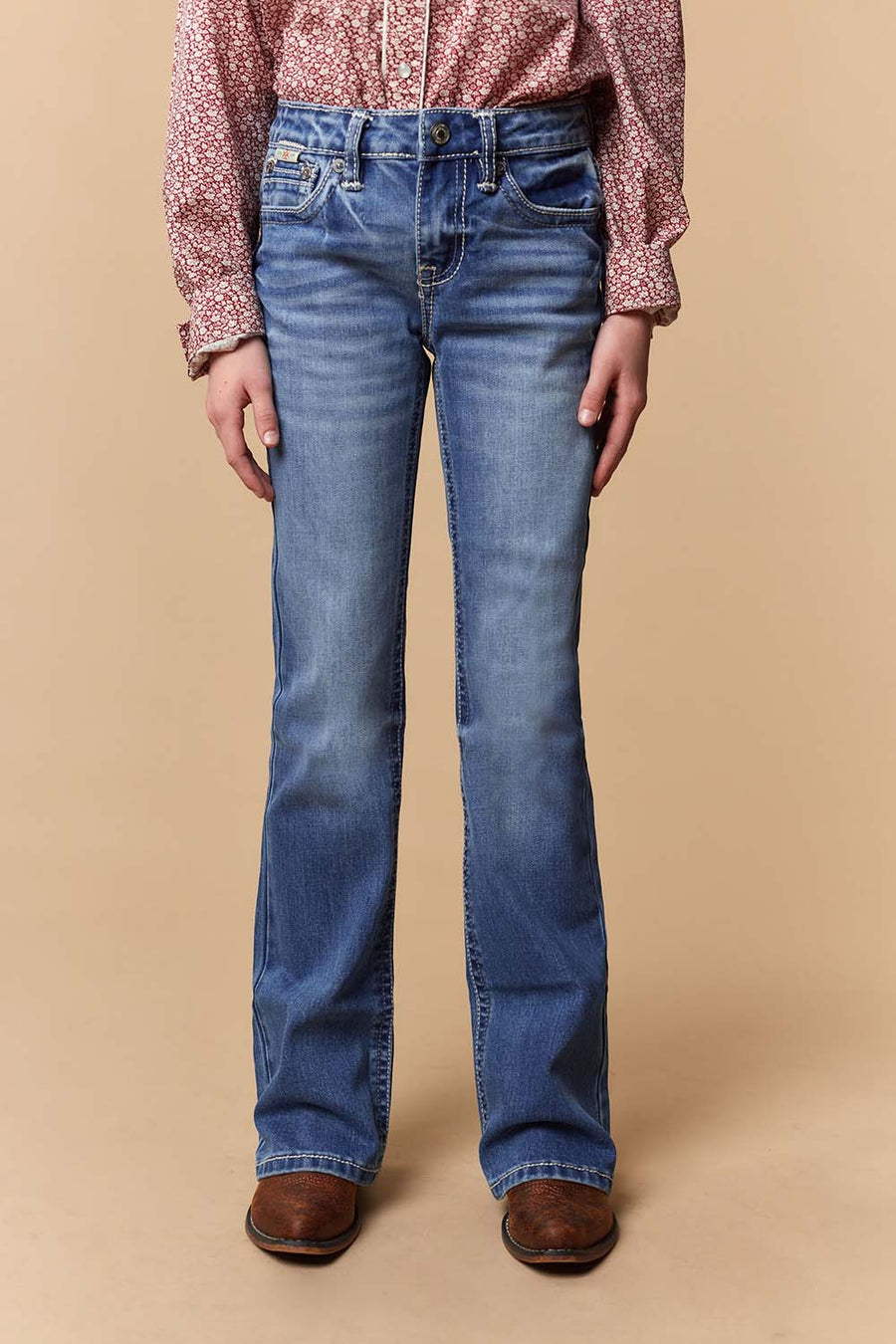 Girl's Lite Embroidery Bootcut Jeans