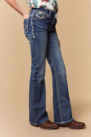 Girl's Lite Embroidery Bootcut Jeans