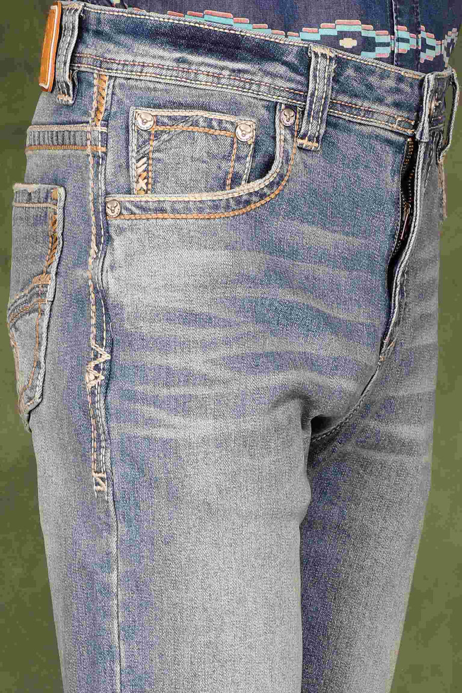 Men's Lite Embroidered Modern Bootcut Jeans