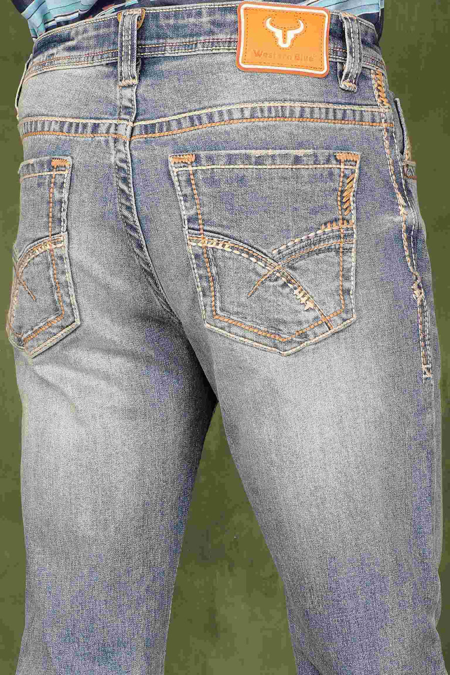 Men's Lite Embroidered Modern Bootcut Jeans