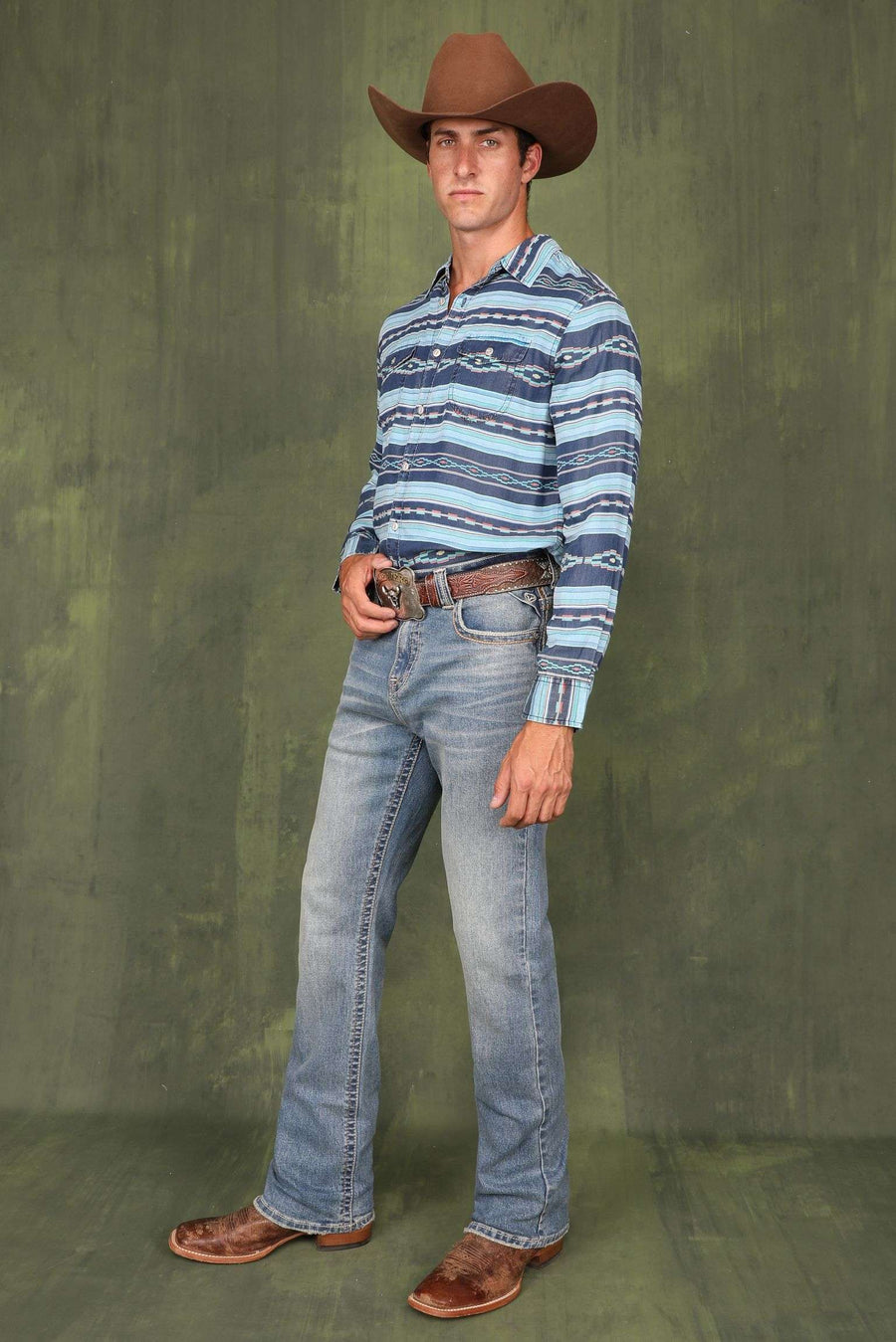 Men's Lite Embroidered Modern Bootcut Jeans