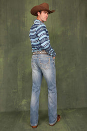 Men's Lite Embroidered Modern Bootcut Jeans
