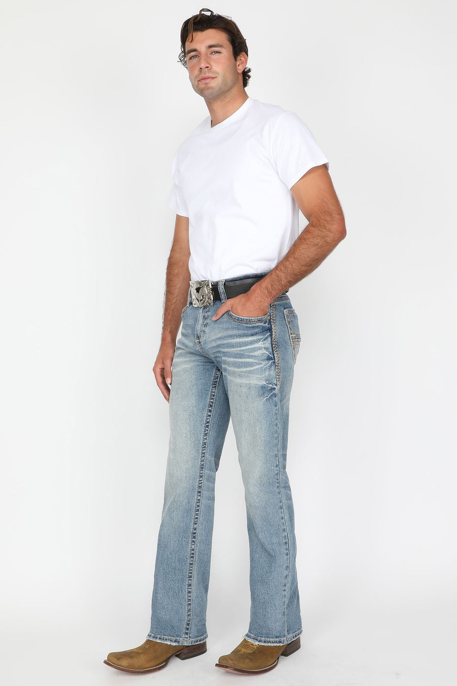 Men's Embroidered Straight Jeans
