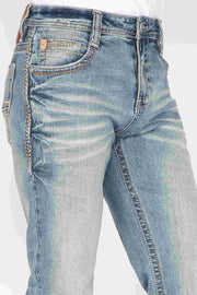 Men's Embroidered Straight Jeans