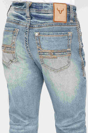 Men's Embroidered Straight Jeans