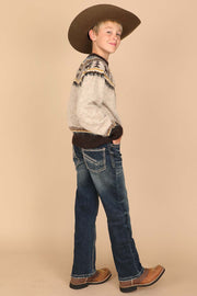 Boy's Embroidery Modern Bootcut Jeans