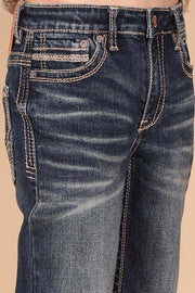 Boy's Embroidery Modern Bootcut Jeans