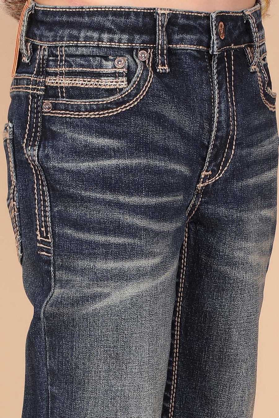 Boy's Embroidery Modern Bootcut Jeans